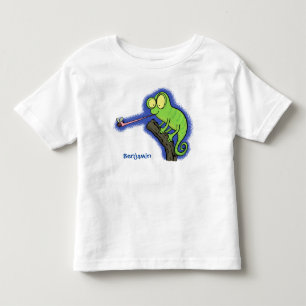 Camiseta De Bebé Personalizado de lagarto de camaleón verde lindo