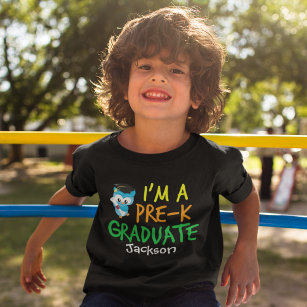 Camiseta De Bebé Personalizado de Lechuza Azul Cuta de Graduado Pre