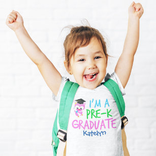 Camiseta De Bebé Personalizado de Lechuza Rosada Graduada Preuniver