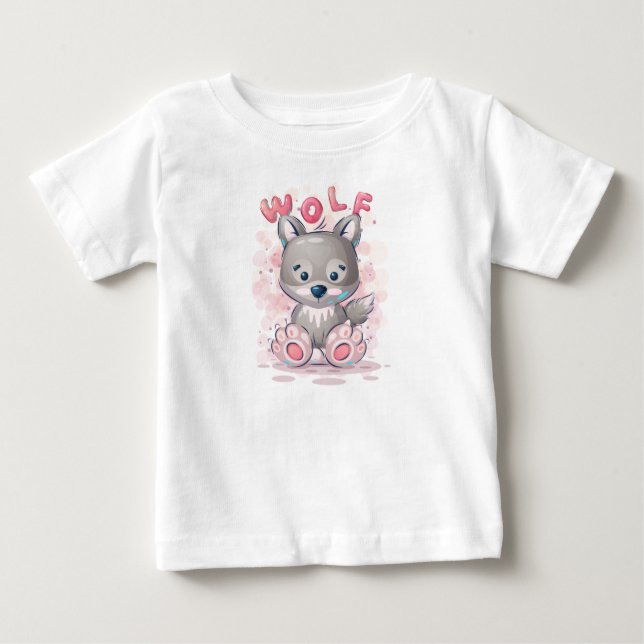 Camiseta De Bebé Personalizado de lobo dulce (Anverso)