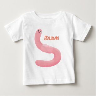Camiseta De Bebé Personalizado de lombrices de tierra rosa y alegre