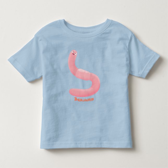 Camiseta De Bebé Personalizado de lombrices de tierra rosa y alegre (Anverso)