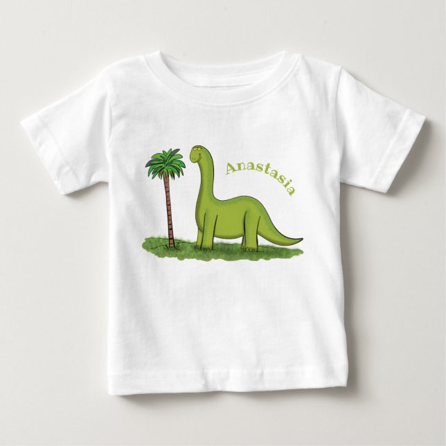 Camiseta De Bebé Personalizado de los dinosaurios de brontosauro ve (Anverso)
