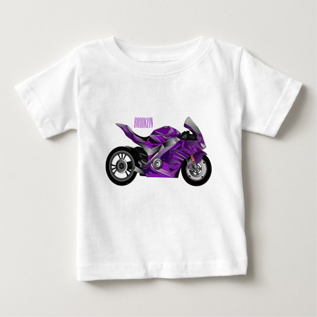 Camiseta De Bebé Personalizado de motocicleta Purple (Anverso)