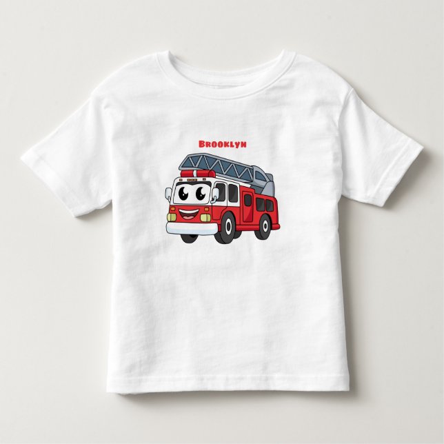 Camiseta De Bebé Personalizado de motor de fuego alegre (Anverso)