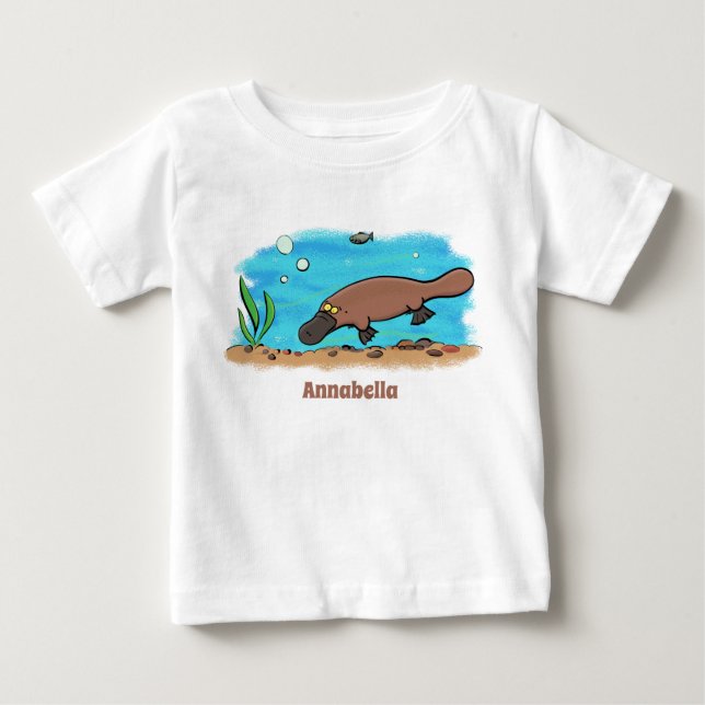Camiseta De Bebé Personalizado de natación de Platypus Cute (Anverso)