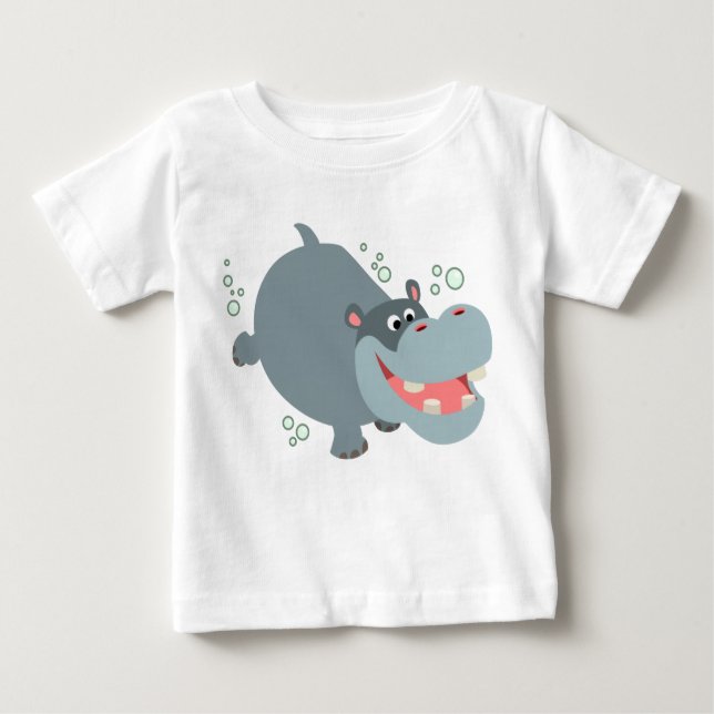 Camiseta De Bebé Personalizado de natación suave Hippo Baby T-Shirt (Anverso)