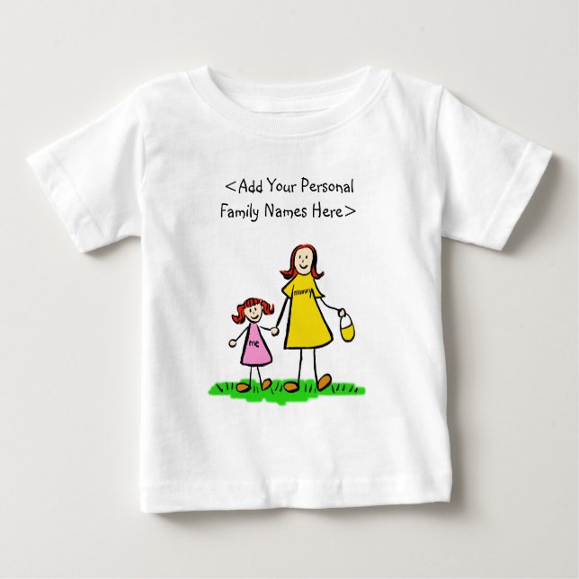 Camiseta De Bebé Personalizado de nombres de familia de madres e hi (Anverso)