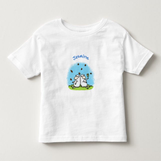 Camiseta De Bebé Personalizado de ovejas y mariposas (Anverso)
