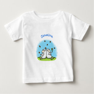 Camiseta De Bebé Personalizado de ovejas y mariposas
