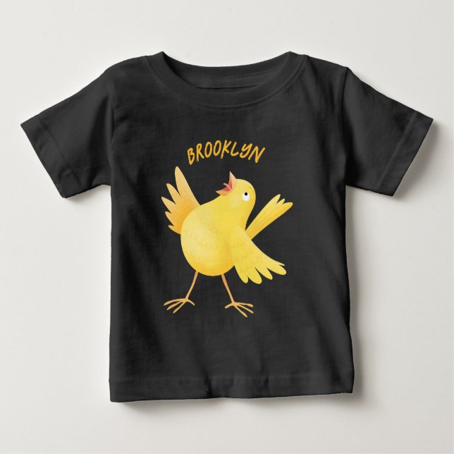 Camiseta De Bebé Personalizado de pájaro canario amarillo cantando  (Anverso)