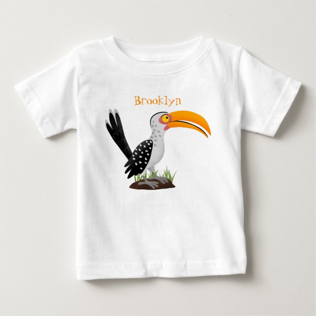 Camiseta De Bebé Personalizado de pájaro safari de buey amarillo di (Anverso)