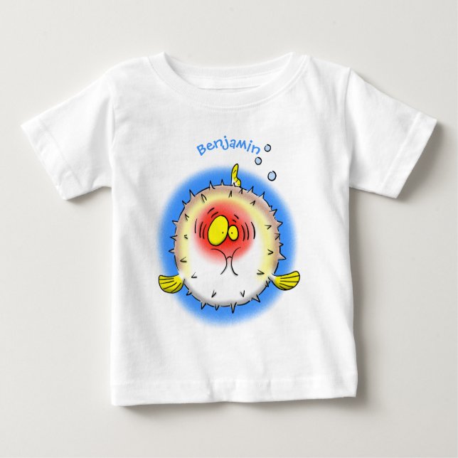 Camiseta De Bebé Personalizado de pescado porcupy de marisco de pur (Anverso)