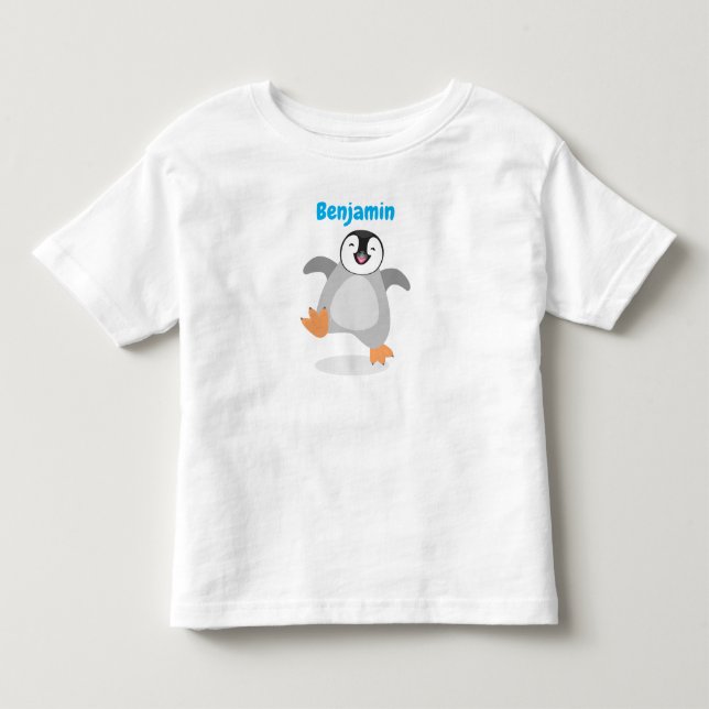 Camiseta De Bebé Personalizado de pingüino feliz de bebé (Anverso)