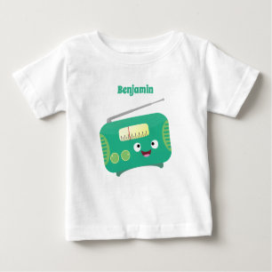 Camiseta De Bebé Personalizado de radio retro alegre y gracioso