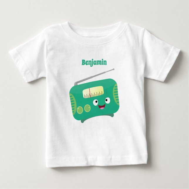 Camiseta De Bebé Personalizado de radio retro alegre y gracioso (Anverso)