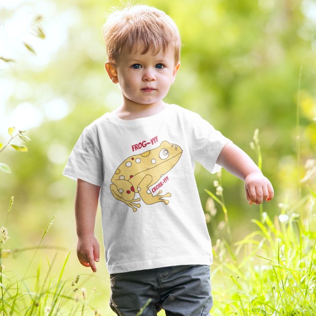 Camiseta De Bebé Personalizado de rana amarilla (cute yellow frog toddler baby t-shirt.)