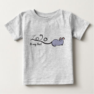 Camiseta De Bebé Personalizado de ratón lindo Rata lunar Año Nuevo 