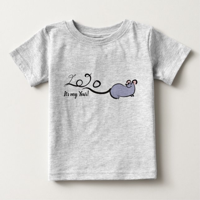 Camiseta De Bebé Personalizado de ratón lindo Rata lunar Año Nuevo  (Anverso)