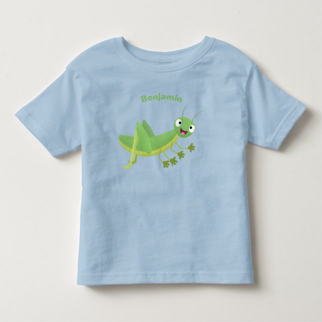 Camiseta De Bebé Personalizado de saltamontes alegre verde (Anverso)