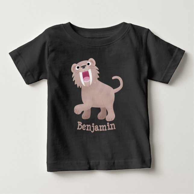 Camiseta De Bebé Personalizado de Smilodon del tigre dientes de Cut (Anverso)