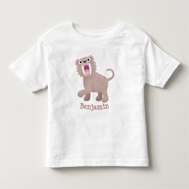 Camiseta De Bebé Personalizado de Smilodon del tigre dientes de Cut (Anverso)