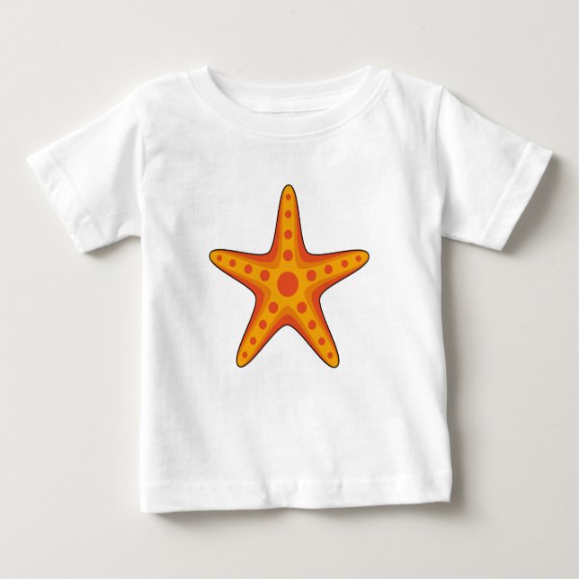 Camiseta De Bebé Personalizado de Starfish Naranja Cute (Anverso)