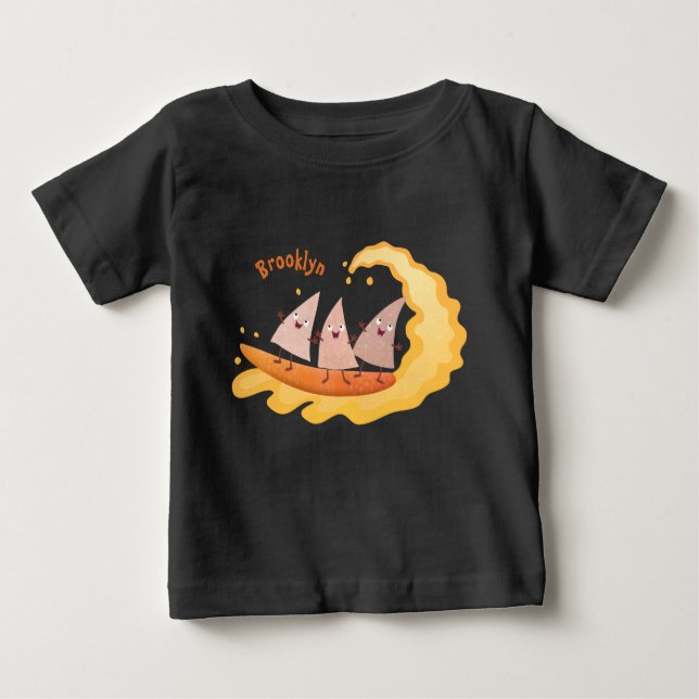 Camiseta De Bebé Personalizado de surf con chips de maíz de nachos (Anverso)