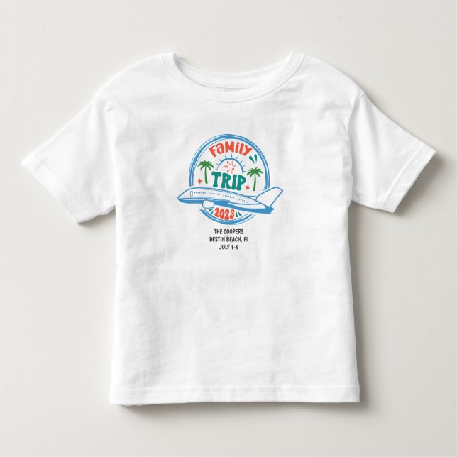 Camiseta De Bebé Personalizado de verano de Toddler Family Vacation (Anverso)