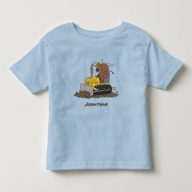Camiseta De Bebé Personalizado del bulldozer cómico que conduce un  (Anverso)
