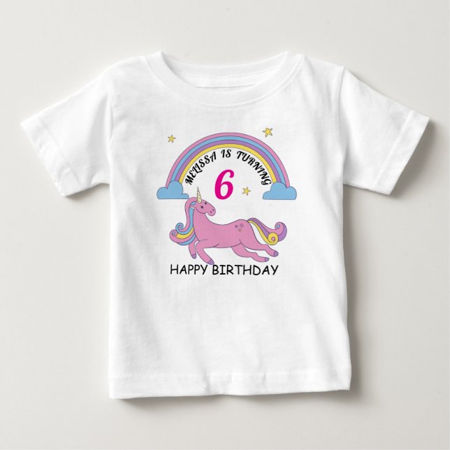 Camiseta De Bebé Personalizado del cumpleaños de Unicorn, Toddler T (Anverso)