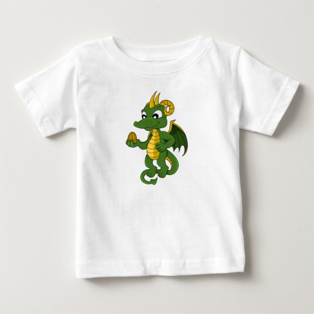 Camiseta De Bebé Personalizado del dragón verde bebé camiseta (Anverso)