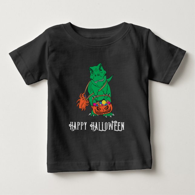 Camiseta De Bebé Personalizado del Fiesta Dinosaur Halloween Fall (Anverso)