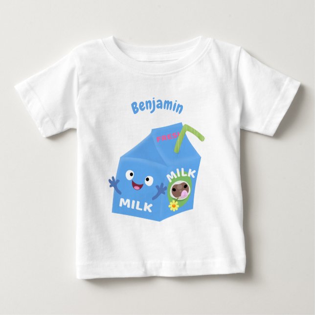Camiseta De Bebé Personalizado del personaje de la caja de leche fe (Anverso)