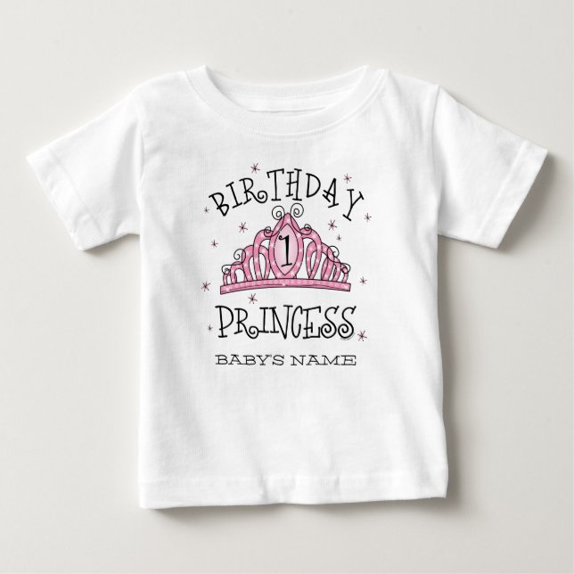Camiseta De Bebé Personalizado del primer cumpleaños de la Princesa (Anverso)