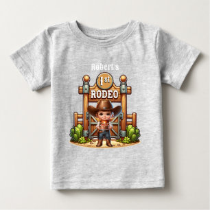 Camiseta De Bebé Personalizado del primer cumpleaños de Rodeo de Co