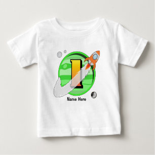 Camiseta De Bebé Personalizado del primer cumpleaños del cohete