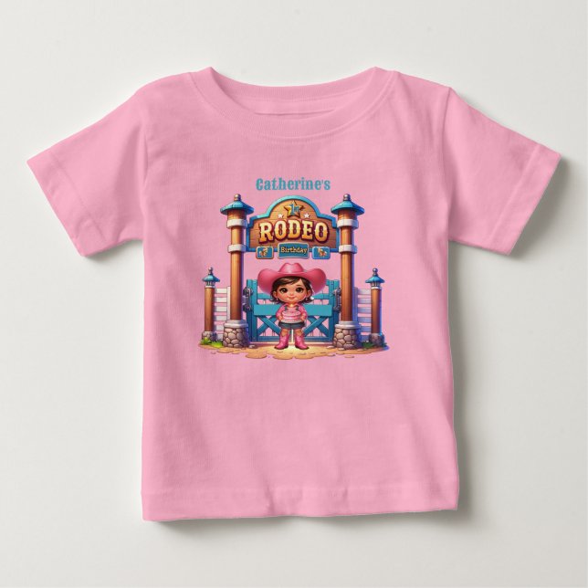 Camiseta De Bebé Personalizado del primer rodeo de cumpleaños de Co (Anverso)