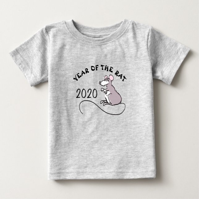 Camiseta De Bebé Personalizado del ratón Rata Lunar Año Nuevo 2020  (Anverso)