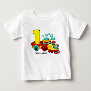 Camiseta De Bebé Personalizado del tren 1 de cumpleaños
