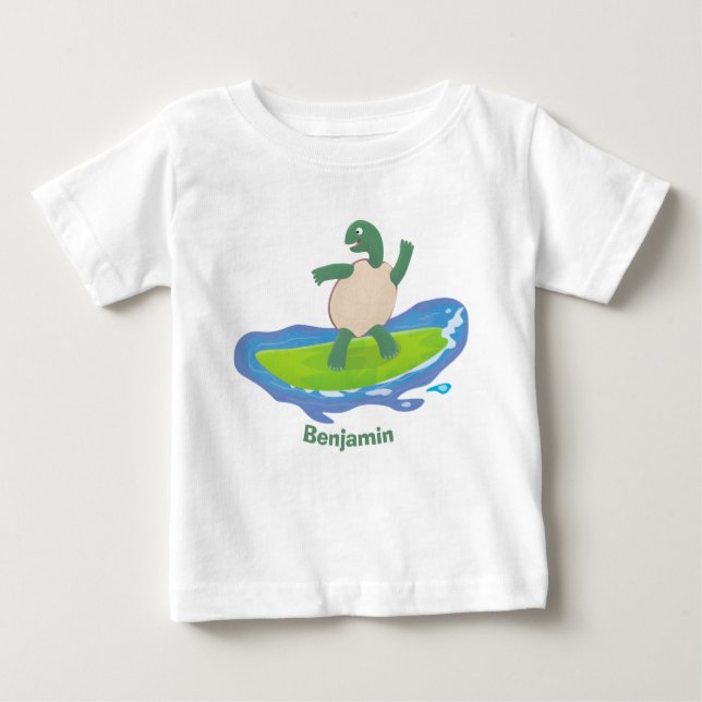 Camiseta De Bebé Personalizado divertida de la ola de tortugas (Anverso)