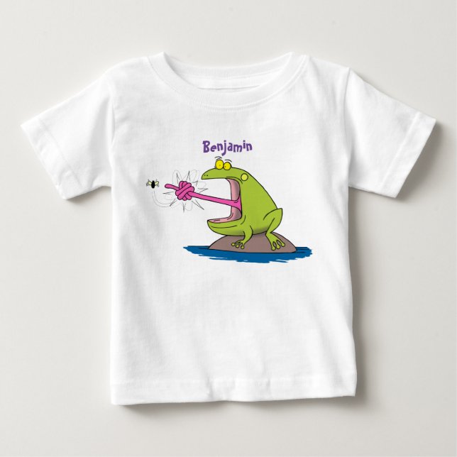 Camiseta De Bebé Personalizado divertida de rana y mosca (Anverso)