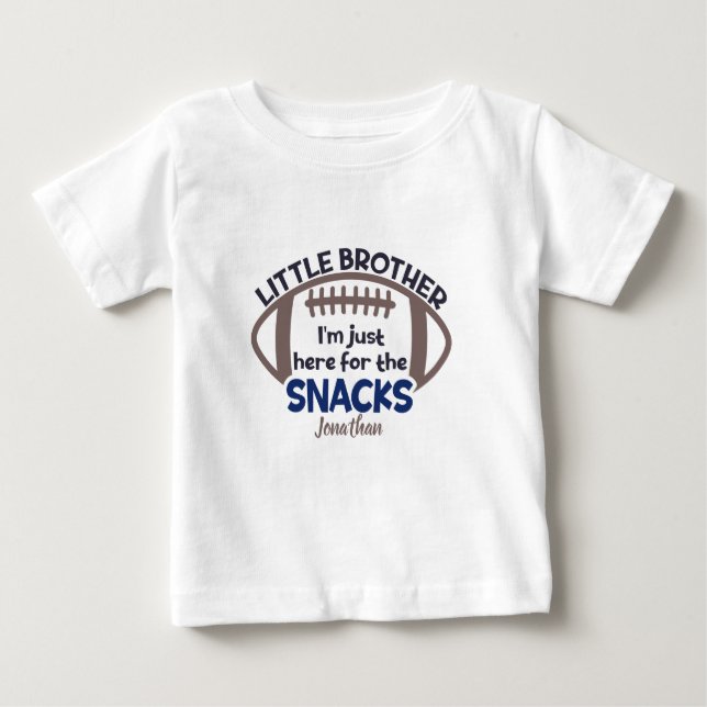 Camiseta De Bebé Personalizado Divertido Aquí por Los Snacks Fútbol (Anverso)