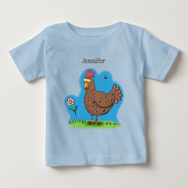 Camiseta De Bebé Personalizado divertido de pollo rústico y caprich (Anverso)
