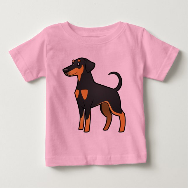 Camiseta De Bebé Personalizado Doberman Pinscher (oídos de disquete (Anverso)