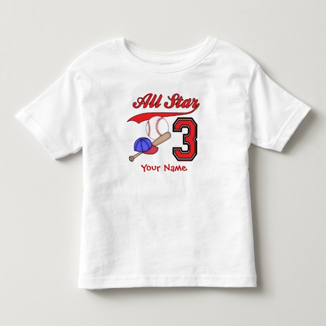 Camiseta De Bebé Personalizado el tercer cumpleaños de la Estrella  (Anverso)