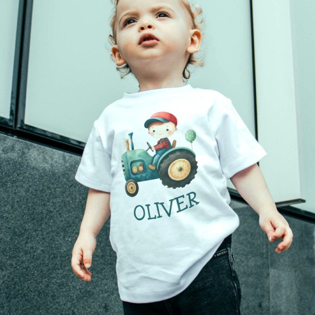 Camiseta De Bebé Personalizado el tractor verde lindo de los chicos (Subido por el creador)