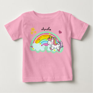 Camiseta De Bebé Personalizado el unicornio y el arcoiris supercuto