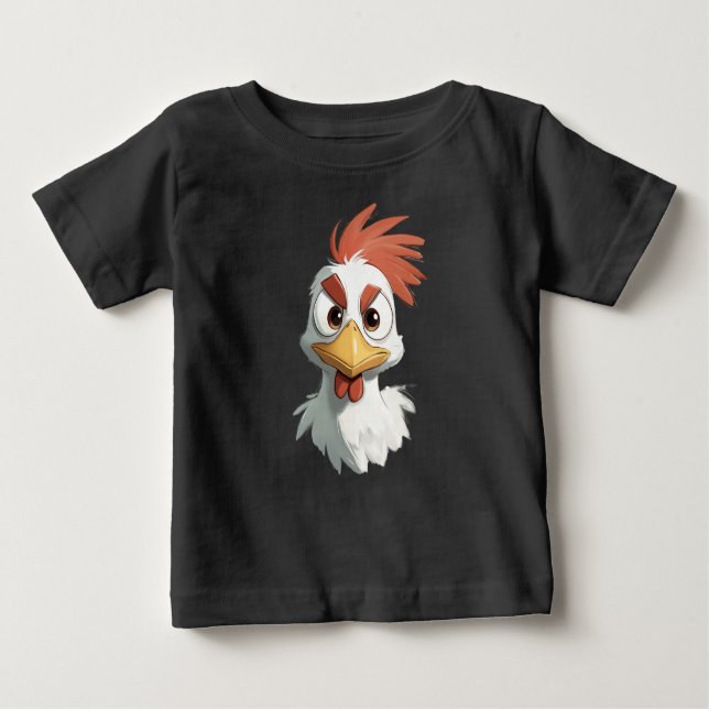 Camiseta De Bebé Personalizado enojado Cabeza de Pollo (Anverso)