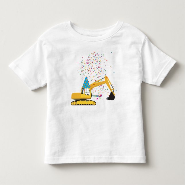 Camiseta De Bebé Personalizado Excavator Construcción Camión Fiesta (Anverso)